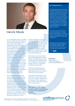 Henrik Mook - Schilling Partners AG