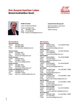 Ihre Ansprechpartner Leben Bereichsdirektion Nord.