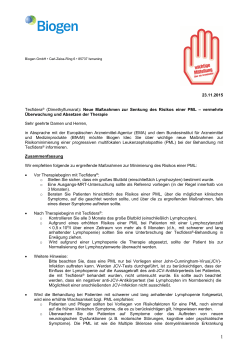 Rote-Hand-Brief zu Tecfidera® (Dimethylfumarat) vom 23.11.2015