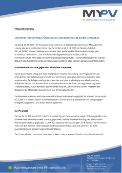 Einfaches Photovoltaik-&Uuml;berschuss-Management ab sofort - my-PV