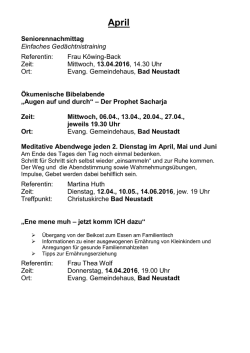 Seniorennachmittag Einfaches Gedächtnistraining Referentin: Frau