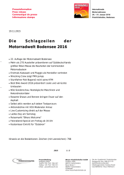 Die Schlagzeilen der Motorradwelt Bodensee 2016