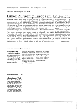 Medienspiegel vom 17. November 2015 — Teil 1 — Schlagzeilen
