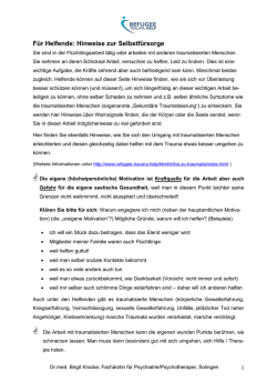 Hinweise zur Selbstf&uuml;rsorge