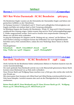 SKV Rot-Weiss Darmstadt : SC/KC Bensheim 5167:5023 Gut Holz