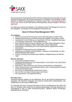 Head of Clinical Data Management 100%