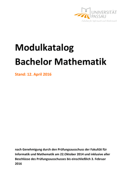 Modulkatalog Bachelor Mathematik (Stand 04.02.2016)
