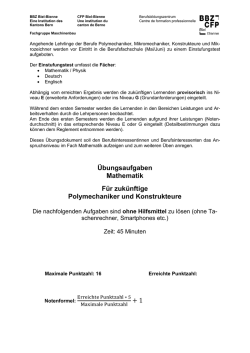 &Uuml;bungsaufgaben Mathematik F&uuml;r zuk&uuml;nftige Polymechaniker und