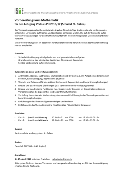 Vorbereitungskurs Mathematik