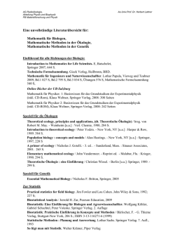 Eine unvollst&auml;ndige Literatur&uuml;bersicht f&uuml;r: Mathematik f&uuml;r Biologen