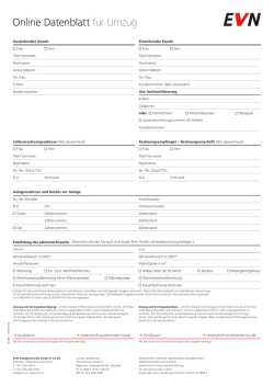 Online Datenblatt f&uuml;r Umzug