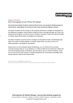 Drei Neuzug&auml;nge bei der Walser Privatbank