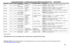 Münstermaifeld: Messdiener- und Lektorenplan Januar bis 2016