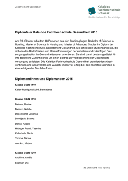 Diplomfeier Kalaidos Fachhochschule Gesundheit 2015