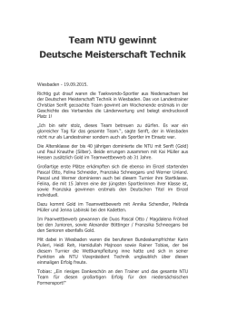 Team NTU gewinnt Deutsche Meisterschaft Technik