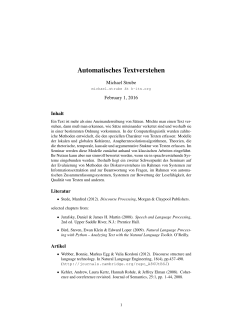 Automatisches Textverstehen - Institut für Computerlinguistik