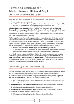 Hinweise zur Bedienung der Schuke-Hammer-Hillebrand