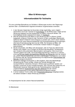 Biber & Winterungen Informationsblatt für Teichwirte