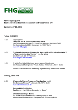 Jahrestagung 2015 des Fachverbandes Homosexualit&auml;t