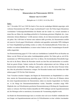 Sachverhalt der Klausur v. 11.11.2015