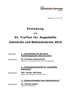 Einladung 01. Treffen f&uuml;r Angestellte Zahn&auml;rzte und