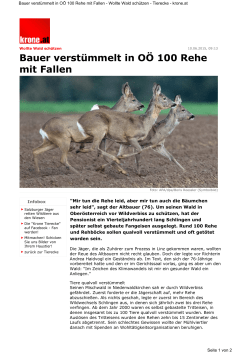 Bauer verstümmelt 100 Rehe mit Fallen www.krone.at, 10.6.2015