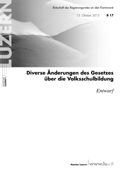 Diverse &Auml;nderungen des Gesetzes &uuml;ber die Volksschulbildung