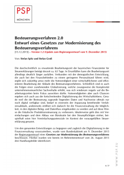 Besteuerungsverfahren 2.0 Entwurf eines Gesetzes zur