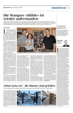 Die Wangser &laquo;M&uuml;hle&raquo; ist wieder auferstanden