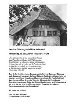 Herzliche Einladung in die M&uuml;hle Alchenstorf