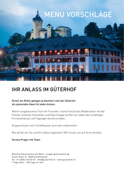 MENU VORSCHLÄGE