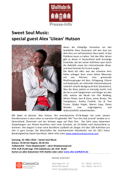 Sweet Soul Music: special guest Alex `UJean` Hutson