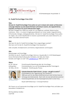 Dr. Rudolf Kirchschl&auml;ger-Preis 2016 Was Wer Wie Wann