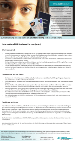 International HR Business Partner (w/m)