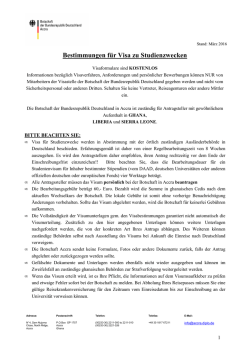 Merkblatt Studentenvisum