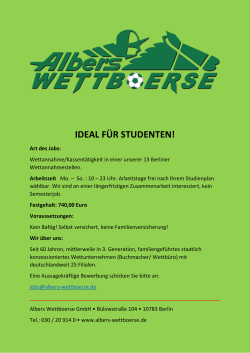 ideal für studenten! - Albers Wettboerse GmbH