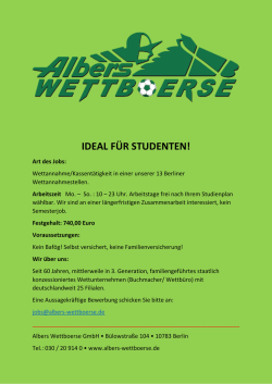 ideal f&uuml;r studenten! - Albers Wettboerse GmbH
