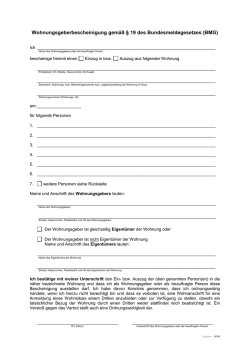 Wohnungsgeberbescheinigung gemäß § 19 des