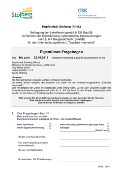 Eigent&uuml;mer-Fragebogen - F&ouml;rdergebiet Talachse Innenstadt