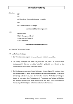 Muster Verwaltervertrag Hausverwaltung  - PROWO-West