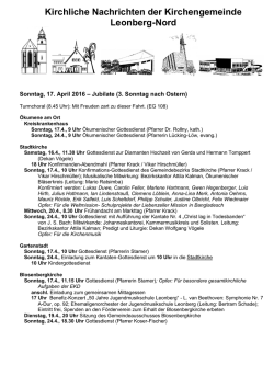 Sonntag, 16 - Evangelische Gesamtkirchengemeinde Leonberg