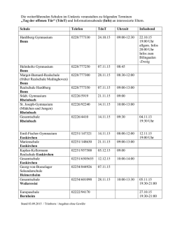 Die weiterf&uuml;hrenden Schulen im Umkreis veranstalten zu folgenden