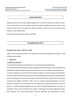 Sachverhalt und Lösung Fall 2 - von Strafrecht