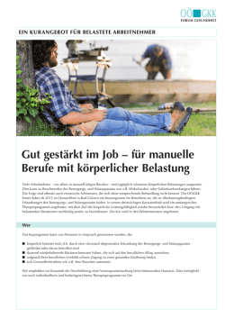 Gut gest&auml;rkt im Job &ndash; f&uuml;r manuelle Berufe mit k&ouml;rperlicher