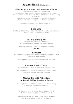 Japan-Men&uuml; Winter 2014