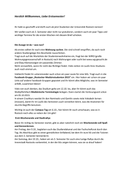 Herzlich Willkommen, Liebe Erstsemester!