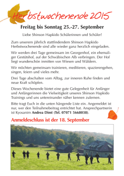 Herbstwochenende 2015 - Shinson Hapkido T&uuml;bingen