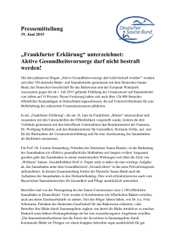 „Frankfurter Erklärung“ unterzeichnet - Sauna