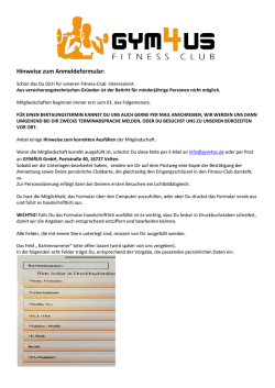 Hinweise zum Anmeldeformular