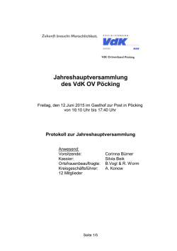 Jahreshauptversammlung des VdK OV P&ouml;cking